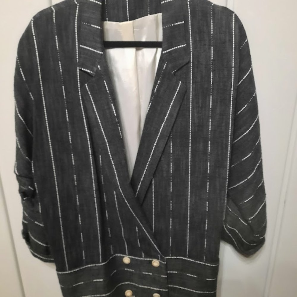 Villagio Sport Vintage Linen Pinstripe Dolman Sleeve Blazer Sz S/M